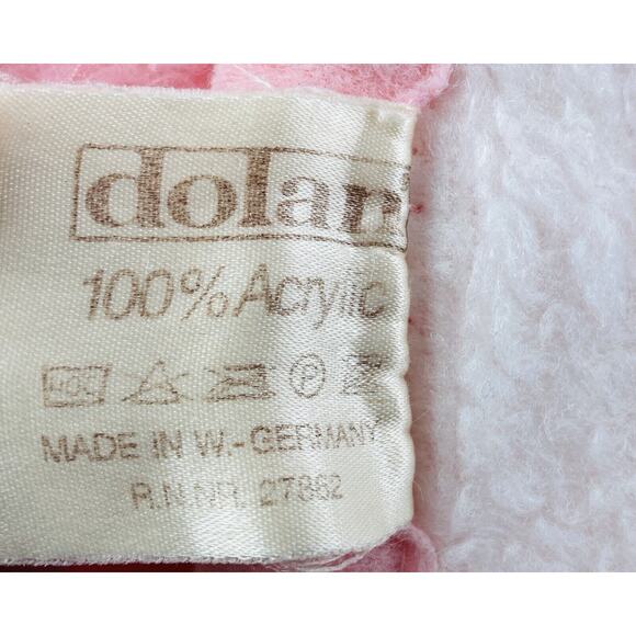 Vintage Dolan Reygers Acrylic Plush Baby Blanket Sheep Pink W. Germany Lovey - Picture 12 of 12